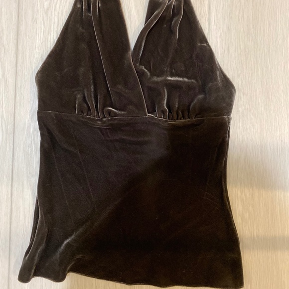 Velvet Halter Top Dark Taupe, Size XS Express - Picture 4 of 4
